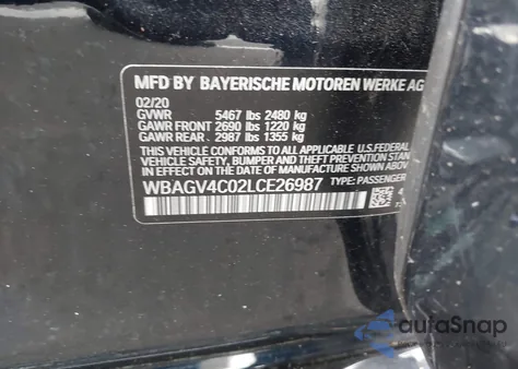 2020 BMW 840I Gran Coupe xDrive z USA, uszkodzony, nr VIN WBAGV4C02LCE26987